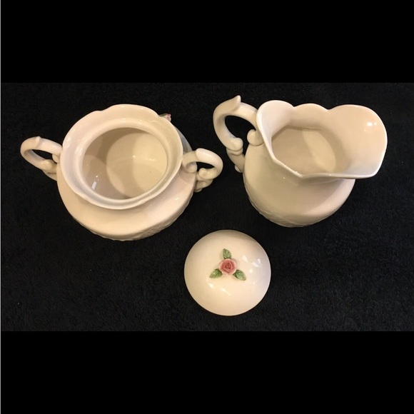 Katherine’s Collection Porcelain Creamer & Sugar Set/Applied Rose Design - Picture 3 of 5